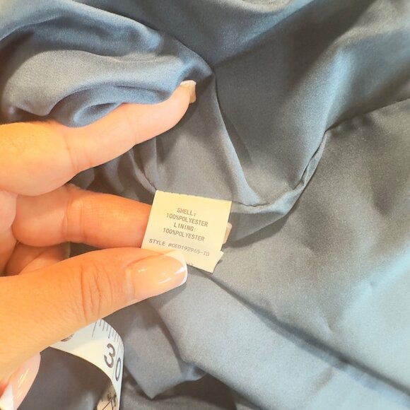 CODExMODE Women SZ M Navy Blue Floral A Line Knee Lenght Dress High Neck Chiffon - Picture 15 of 15